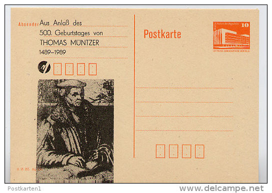 THOMAS MÜNTZER DDR P86II-43-89 C70 Postkarte Privater Zudruck Sangerhausen 1989 - Théologiens