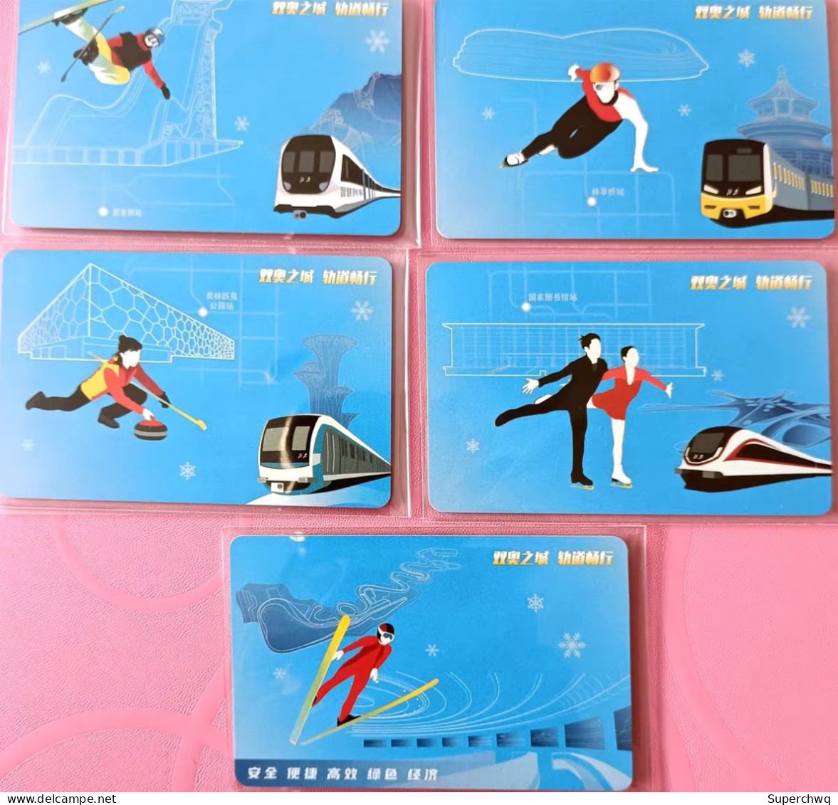 China Beijing Metro One-way Card/one-way Ticket/subway Card,2022 Beijing Winter Olympics，5 Pcs - World