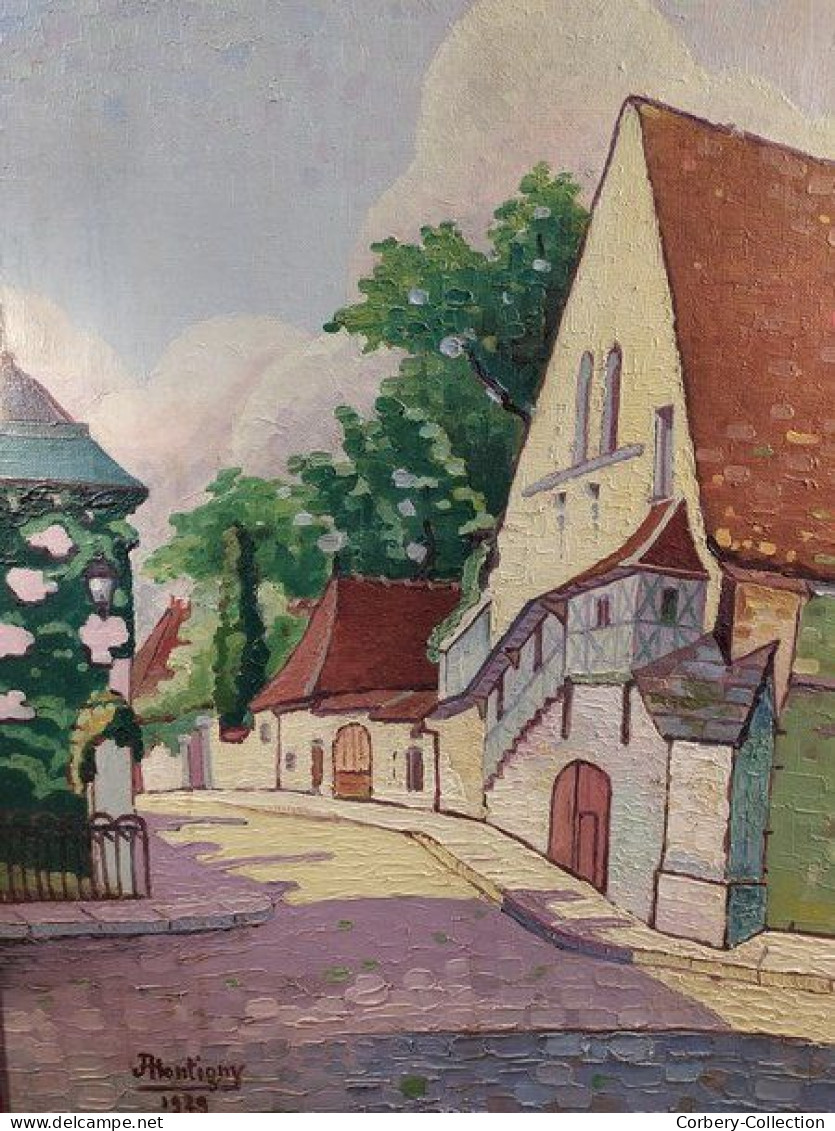 Tableau Bourges " La Grange Des Dimes " Signé Robert Montigny 1929 Pointillisme Fauvisme - Olieverf