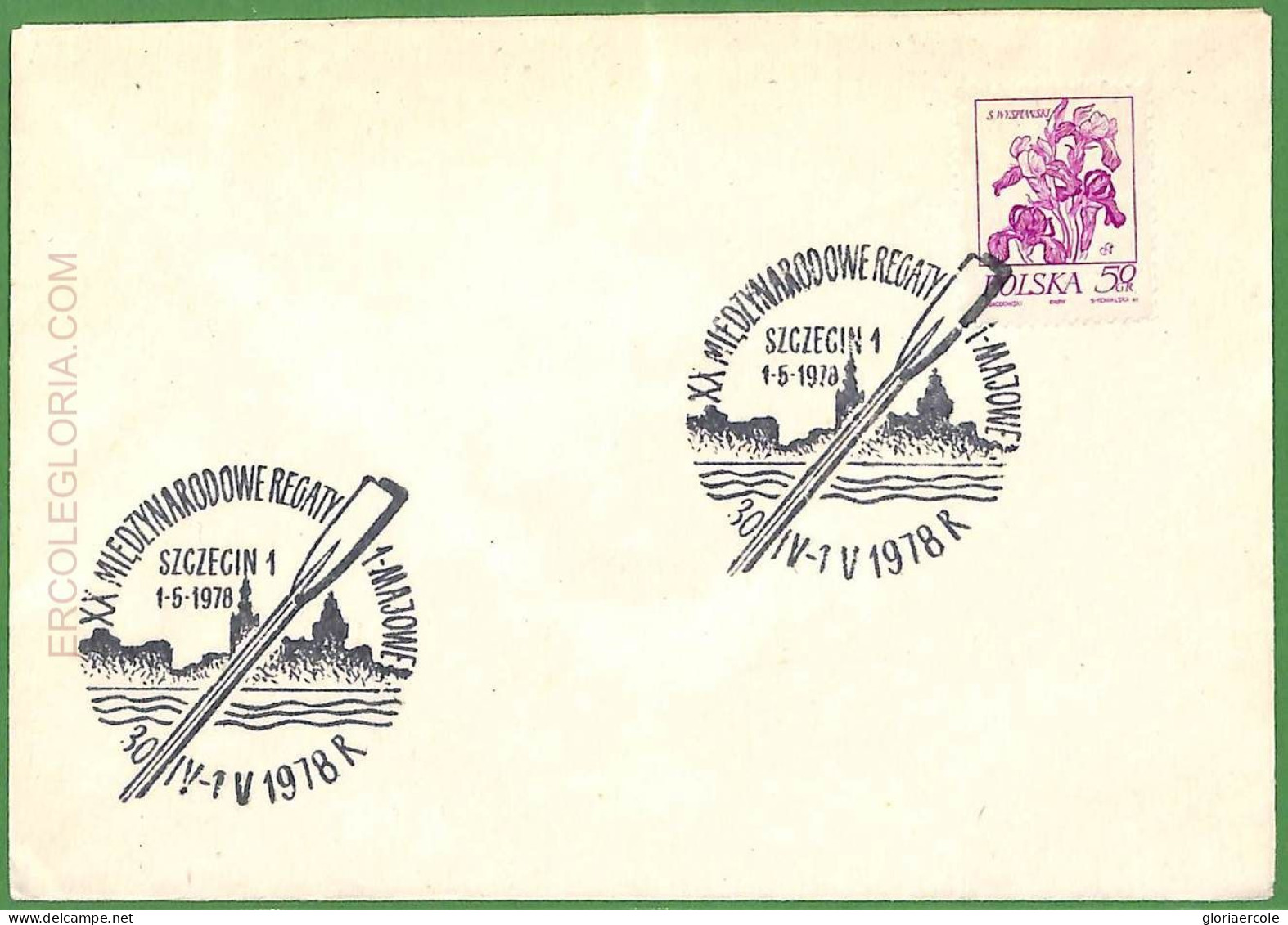 Af3764  - POLAND - POSTAL HISTORY -  Special Postmark -  ROWING Canoes - 1978 - Canoe