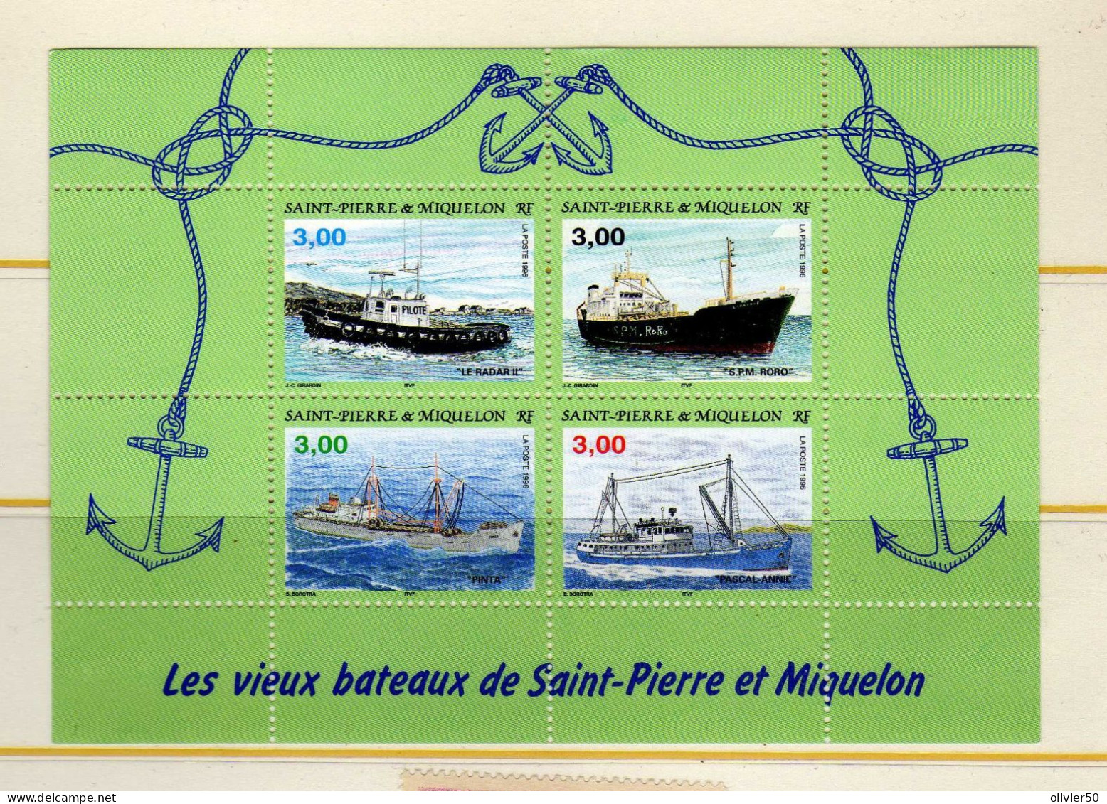 SPM (1996) - BF - Les Vieux Bateaux De SPM  - Neufs** - MNH - Blocchi & Foglietti