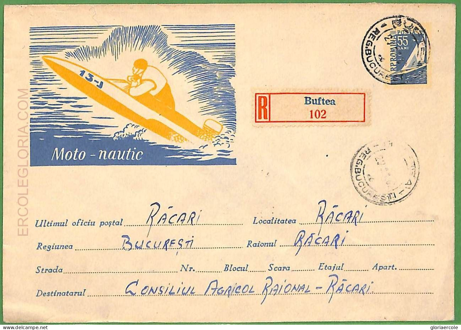 Af3777  - ROMANIA - POSTAL HISTORY - Postal Stationery Cover - ROWING Canoes - Canoë