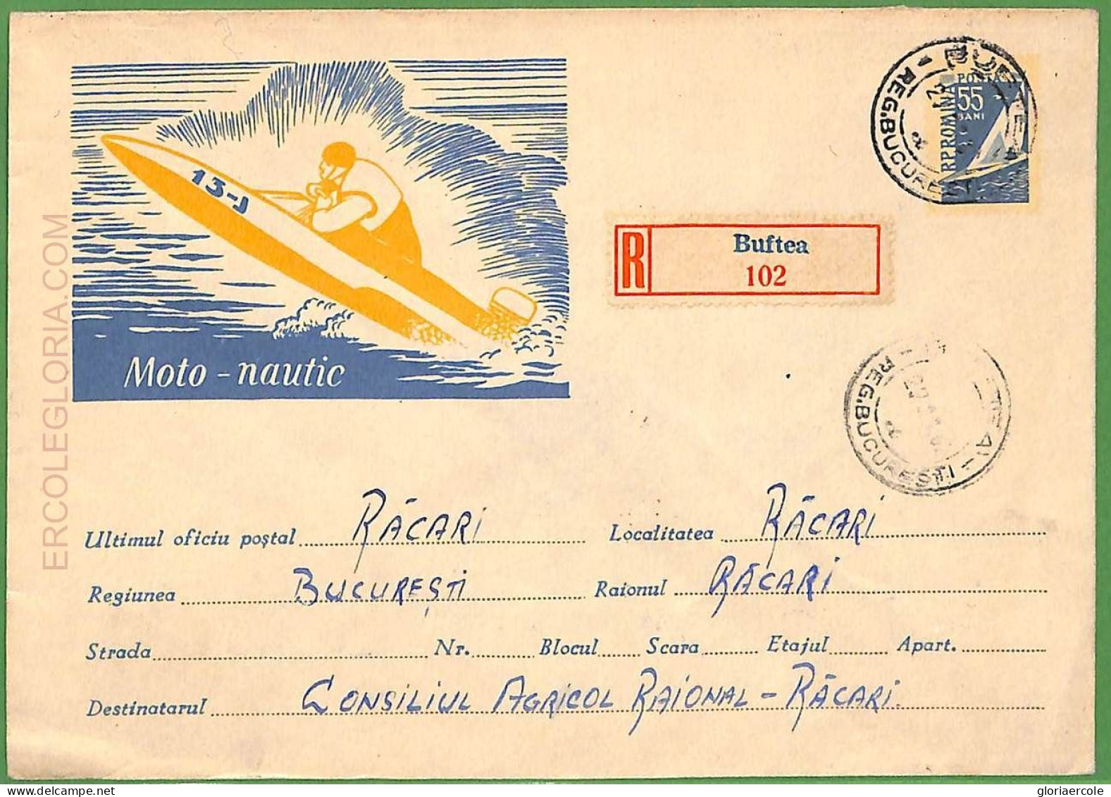 Af3777  - ROMANIA - POSTAL HISTORY - Postal Stationery Cover - ROWING Canoes - Kanu