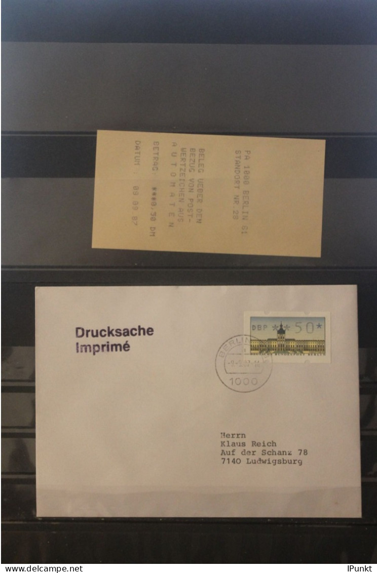 Berlin 61 ; ATM Standort 28; Erstinbetriebnahmetag 09.09.87; Drucksache; Befördert, Mit Quittung - Vignette [ATM]