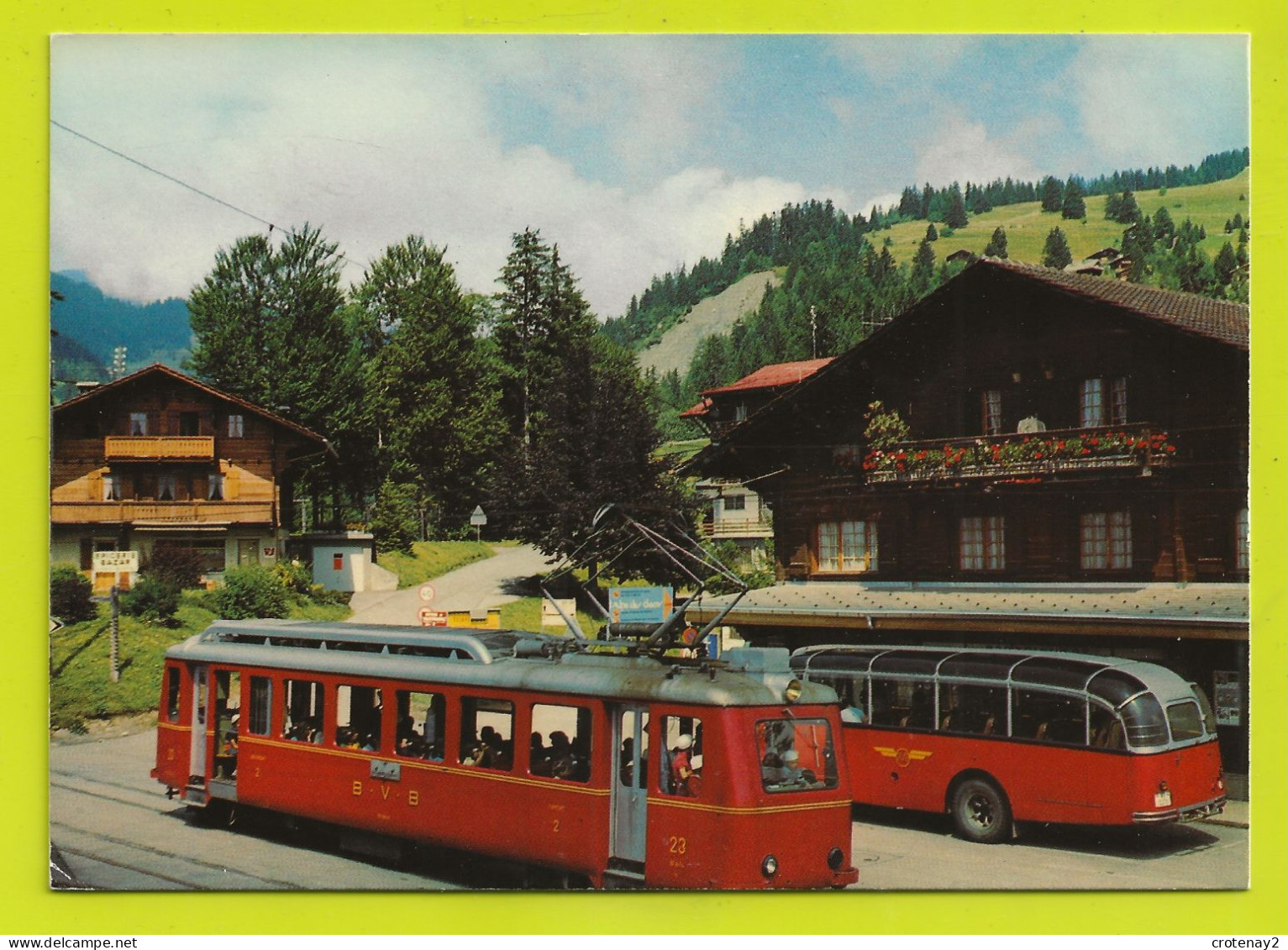 Vaud BARBOLEUSAZ S/ GRYON N°35142 Train B.V.B Et BUS Autocar VOIR DOS - Gryon