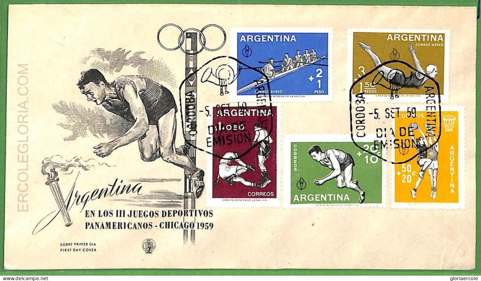 Af3702 - ARGENTINA - POSTAL HISTORY - FDC Cover Sports ROWING Basket  1959 - Canoa