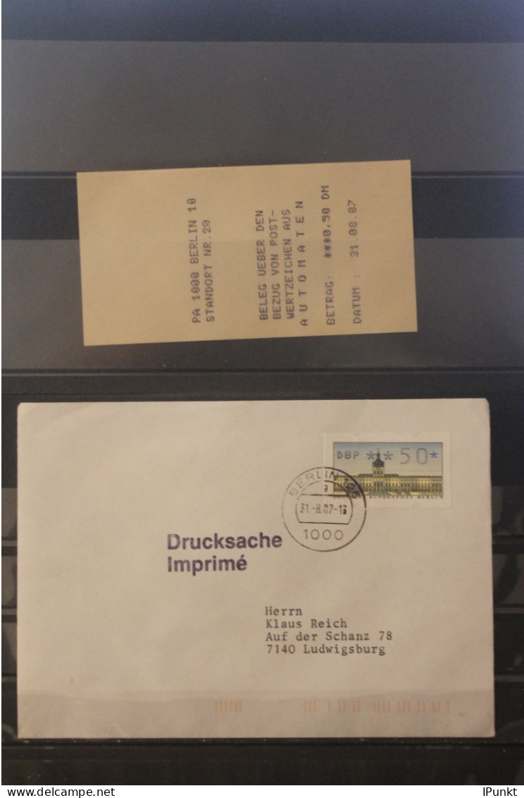 Berlin 10; ATM Standort 20; Erstinbetriebnahmetag 31.08.87; Drucksache, Befördert, Codiert, Mit Quittung - Viñetas De Franqueo [ATM]