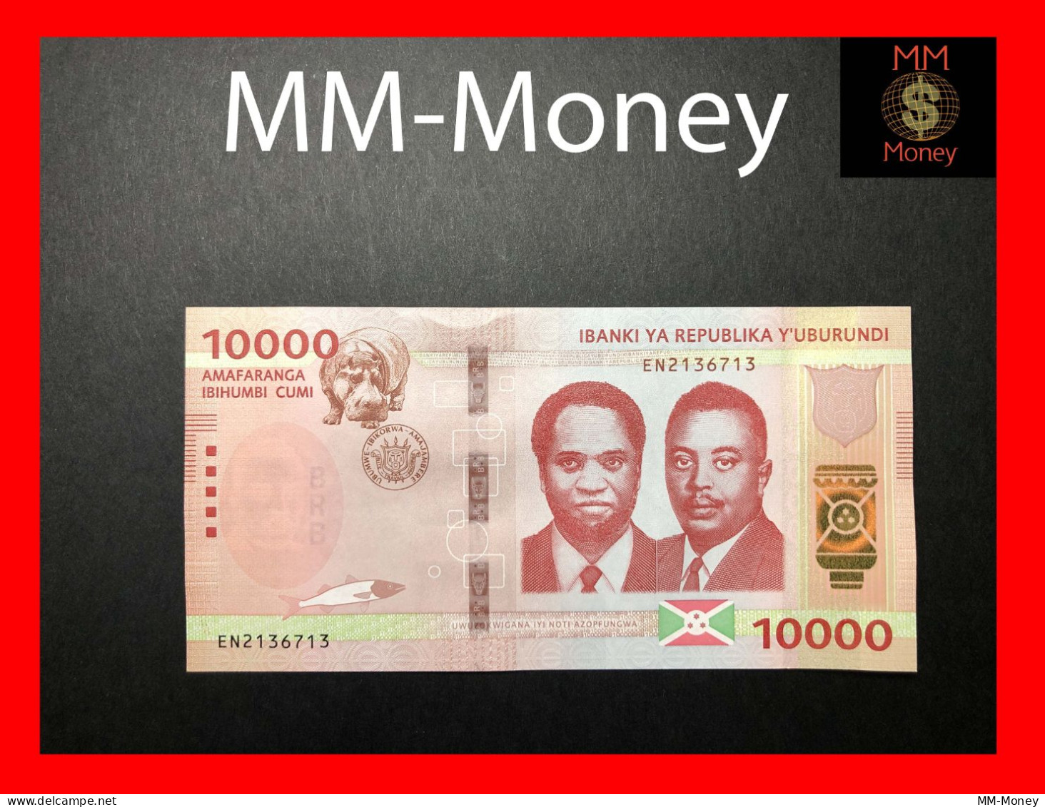 BURUNDI  10.000  10000 Francs  7.11.2022   P. 59  *new Color"     UNC - Burundi