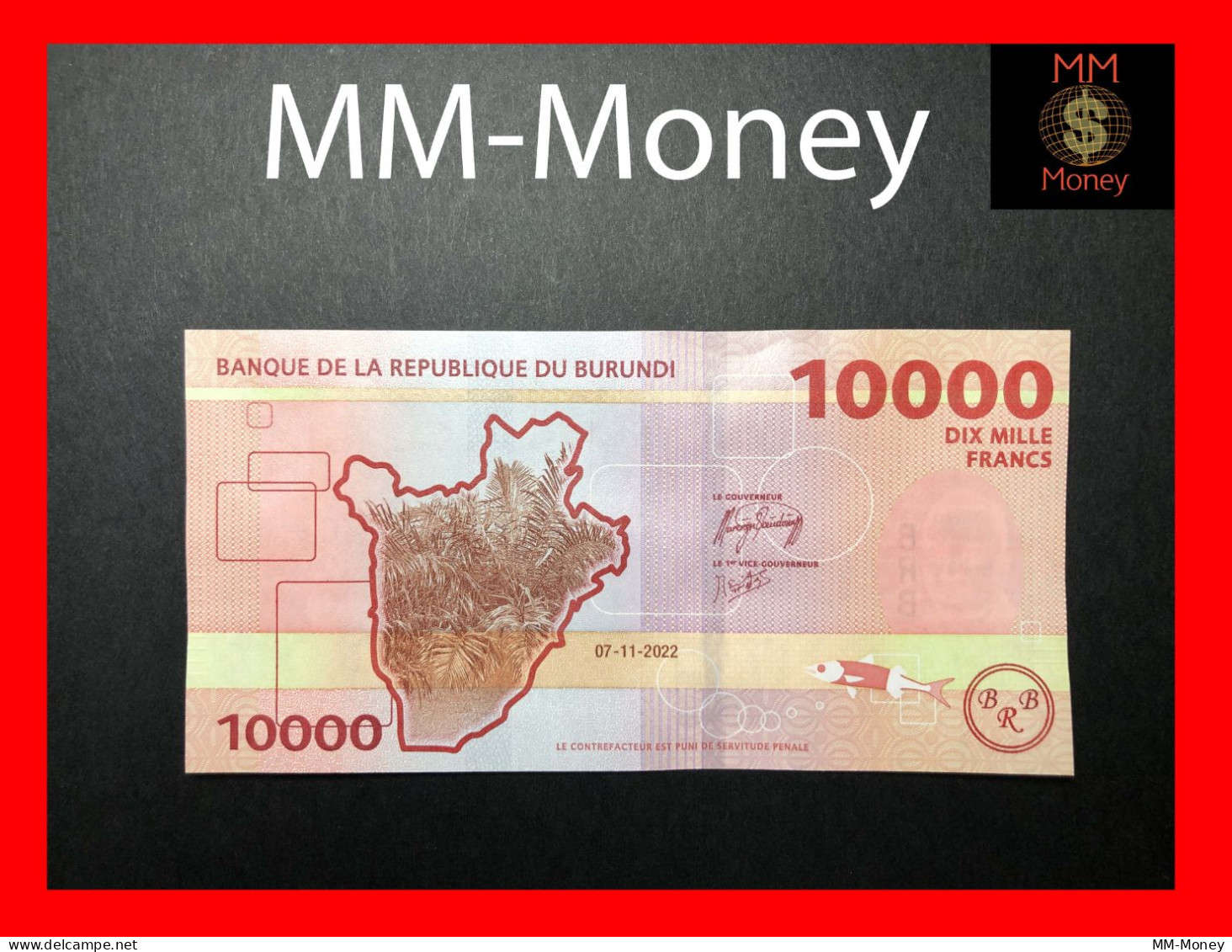 BURUNDI  10.000  10000 Francs  7.11.2022   P. 59  *new Color"     UNC - Burundi