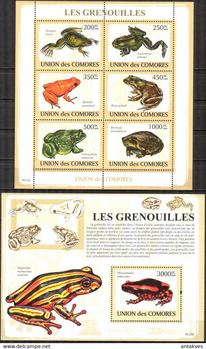 Comoros 2009 Frogs Sheet + S/S MNH - Comores (1975-...)