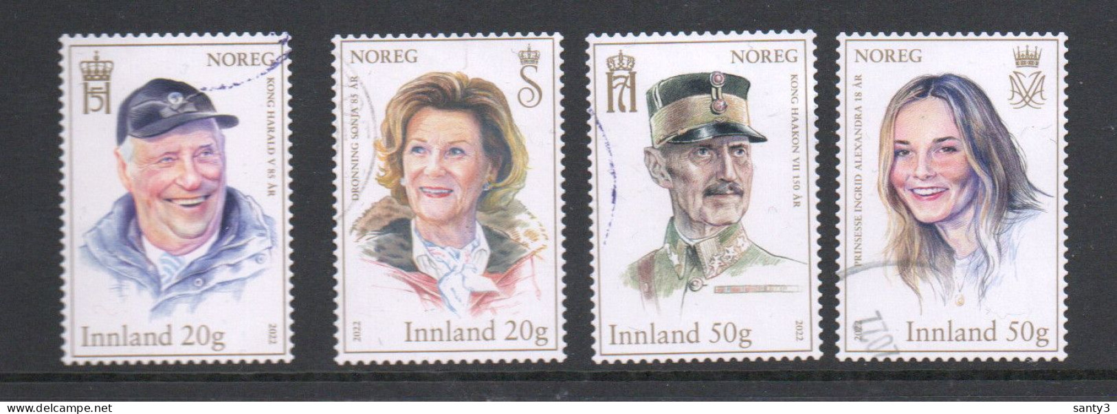 Noorwegen 2022 Yv 2010-13, Reeks,  Hoge Waarde, Gestempeld - Used Stamps