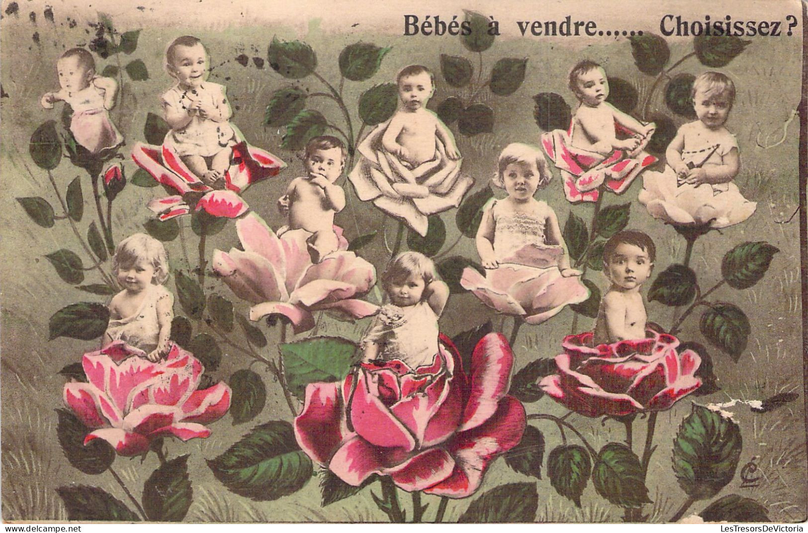 FANTAISIE - Bébés - A Vendre Choisissez ! - Carte Postale Ancienne - Baby's