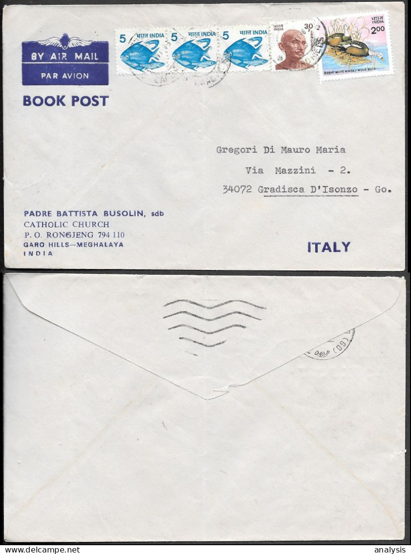 India Rongjeng Cover Mailed To Italy 1985. Mahatma Gandhi Stamp - Storia Postale
