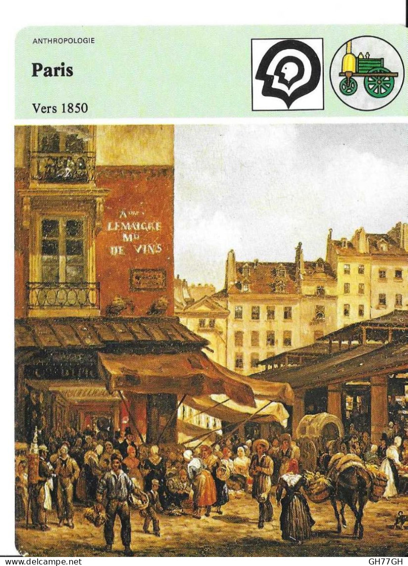 Fiche Illustrée PARIS VERS 1850 Par Edito-Service 1982 -texte En Verso -anthropologie - Histoire