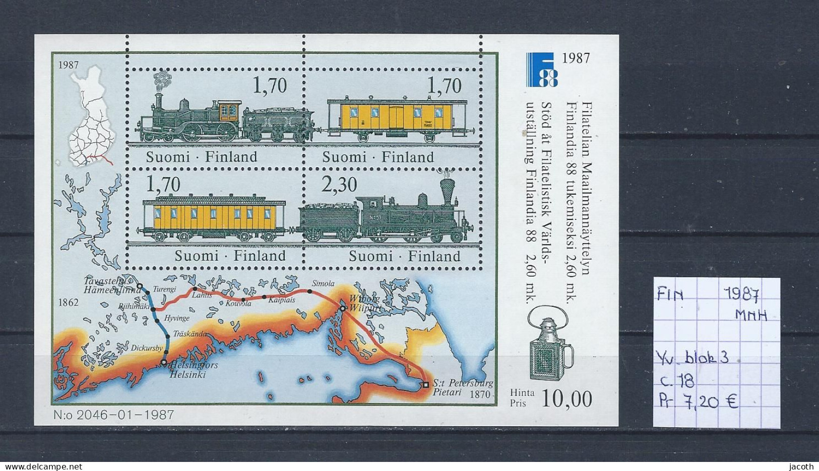 (TJ) Finland 1987 - YT Blok 3 (postfris/neuf/MNH) - Blokken & Velletjes