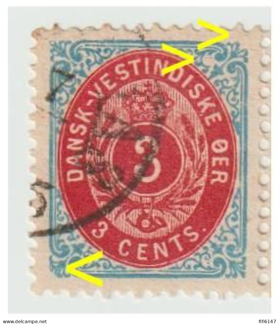 DANEMARK --WEST INDIES --FACIT 6dV2 (Position 83) - Bande De 3 Timbres -VM Lègérement à Cheval --Très Belles Variétés - Dänische Antillen (Westindien)