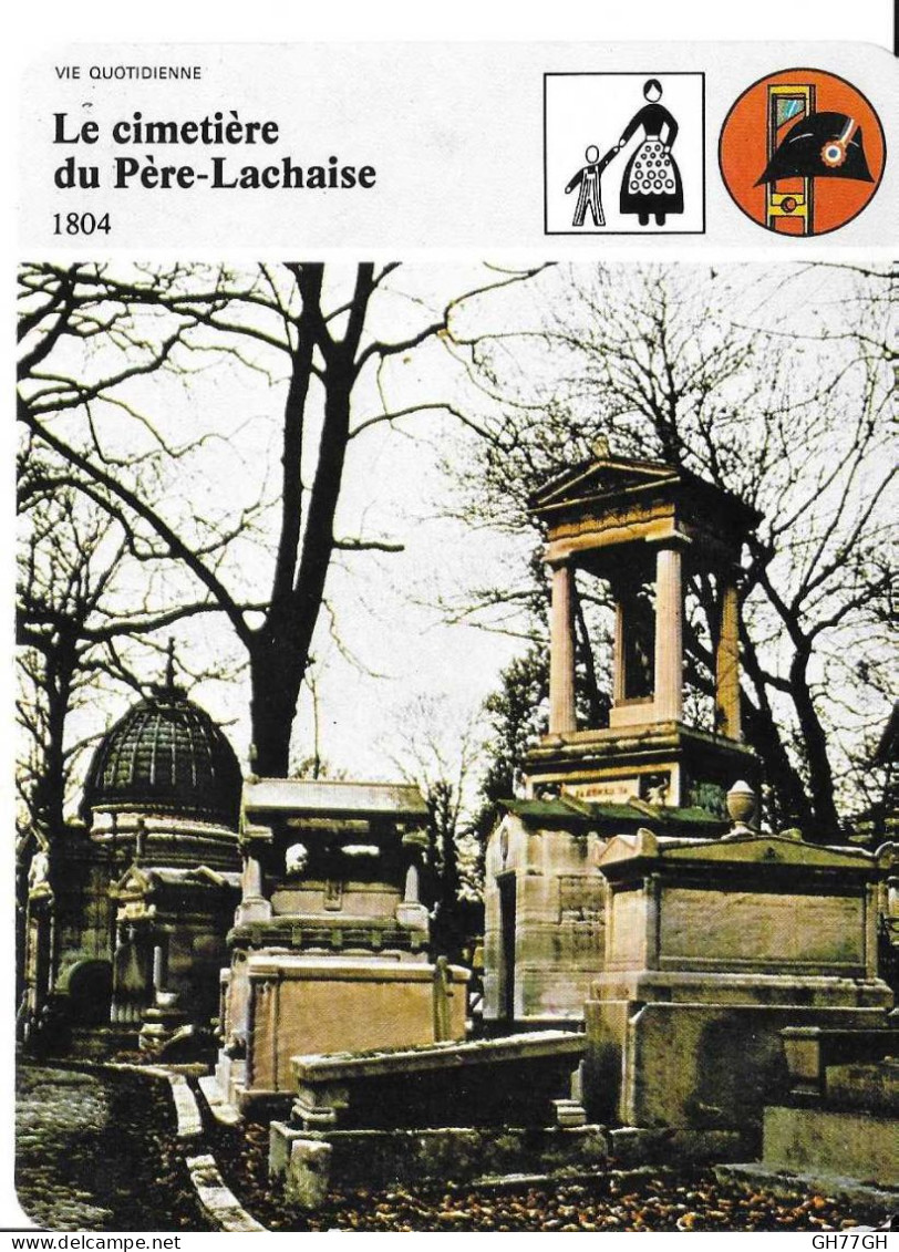 Fiche Illustrée LE CIMETIERE DU PERE LACHAISE Par Edito-Service 1982 -texte En Verso - Histoire