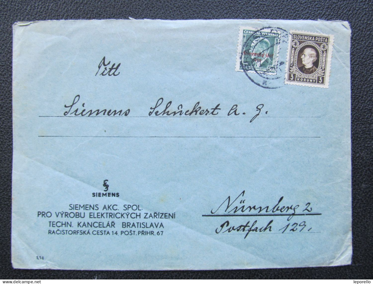 BRIEF Bratislava - Nürnberg Slovensko  //// R1822 - Lettres & Documents