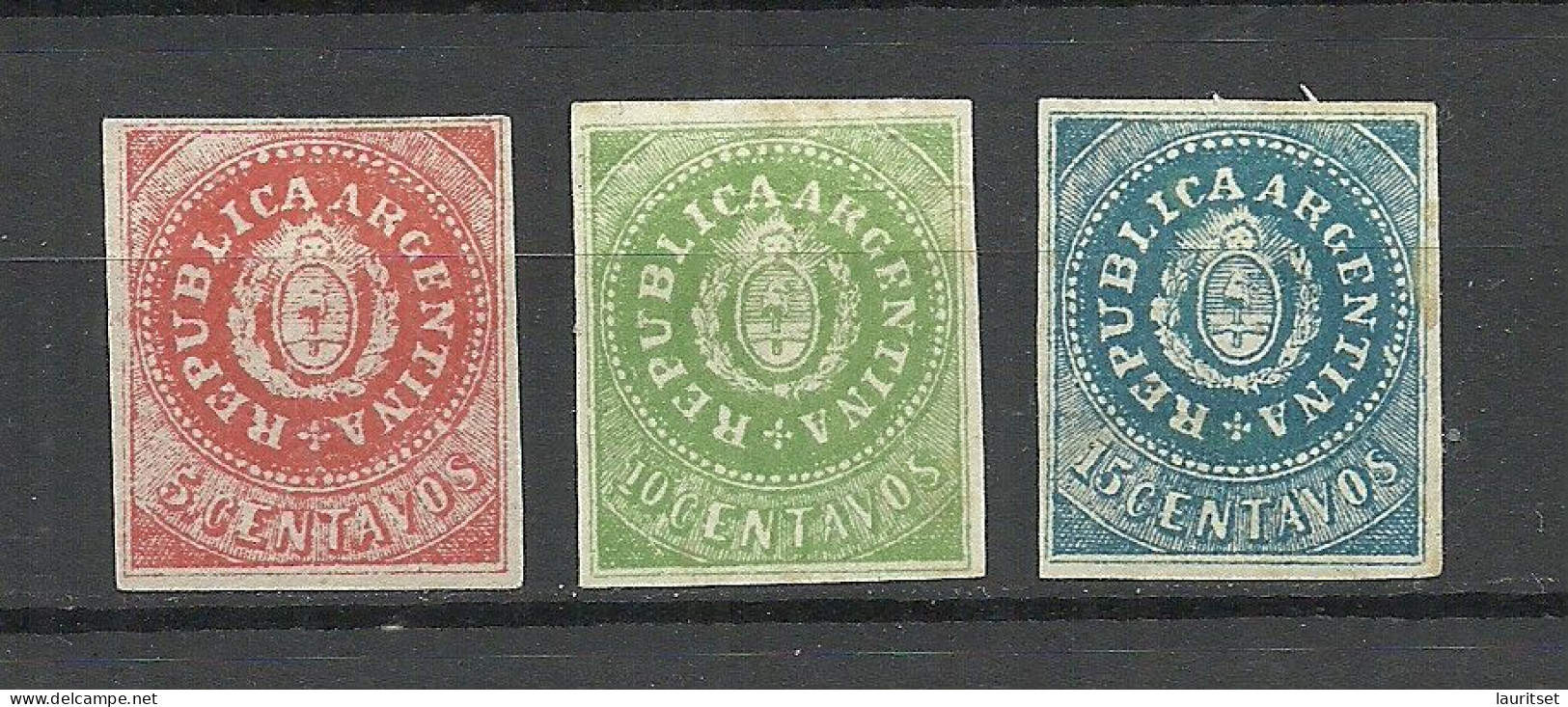 FAUX ARGENTINA 1862 Michel 5 - 7 (*) Fake Alte Fälschungen - Unused Stamps