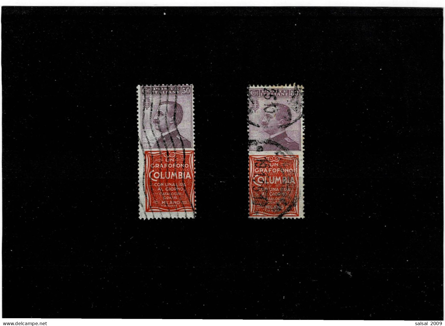 ITALIA REGNO ,"Pubblicitari",50. Violetto E Rosso ,"Columbia" ,usati ,qualita Ottima - Reclame