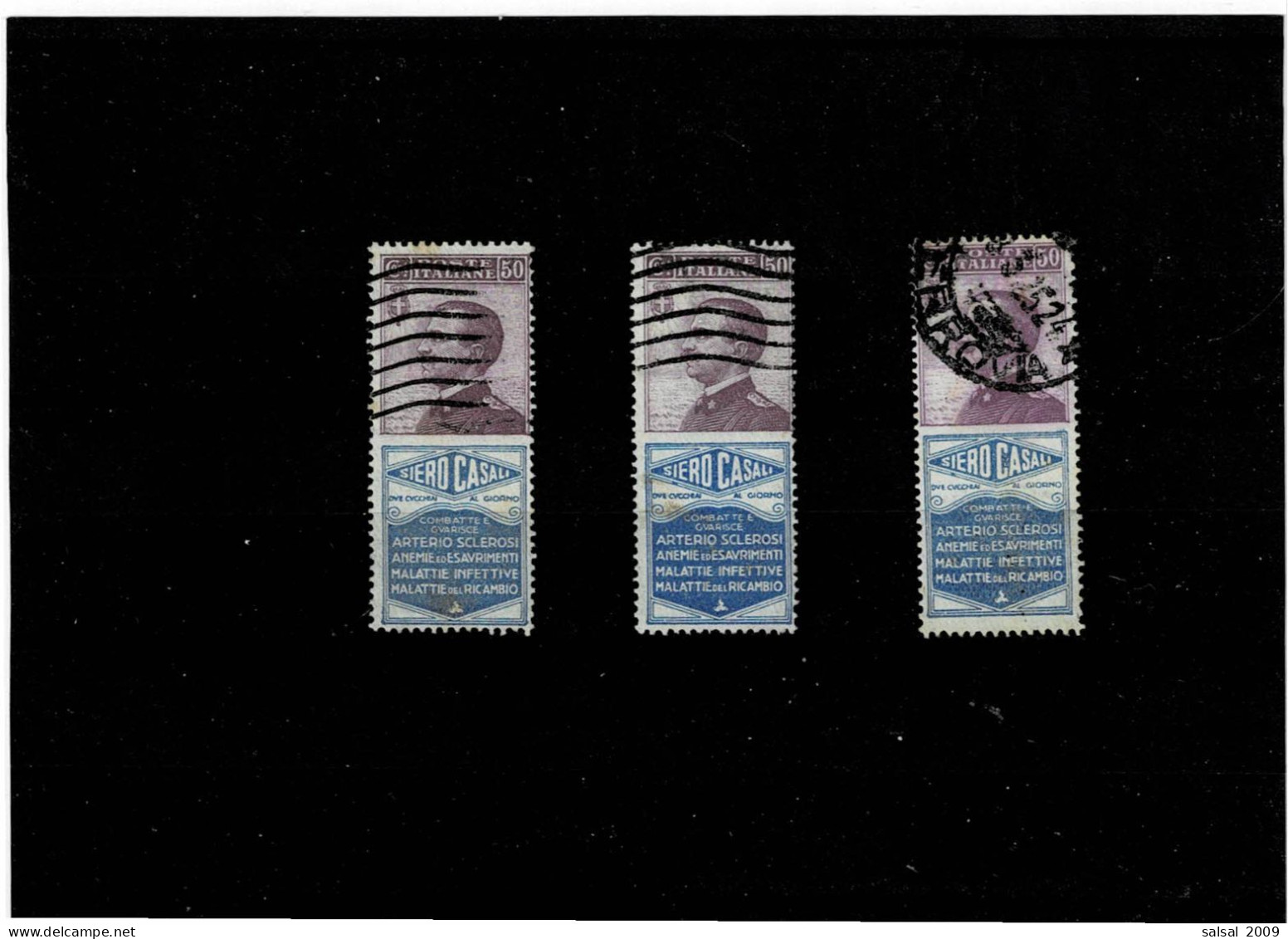 ITALIA REGNO ,"Pubblicitari",50. Violetto E Oltremare ,"Siero Casati" ,3 Pezzi Usati ,qualita Ottima - Reclame