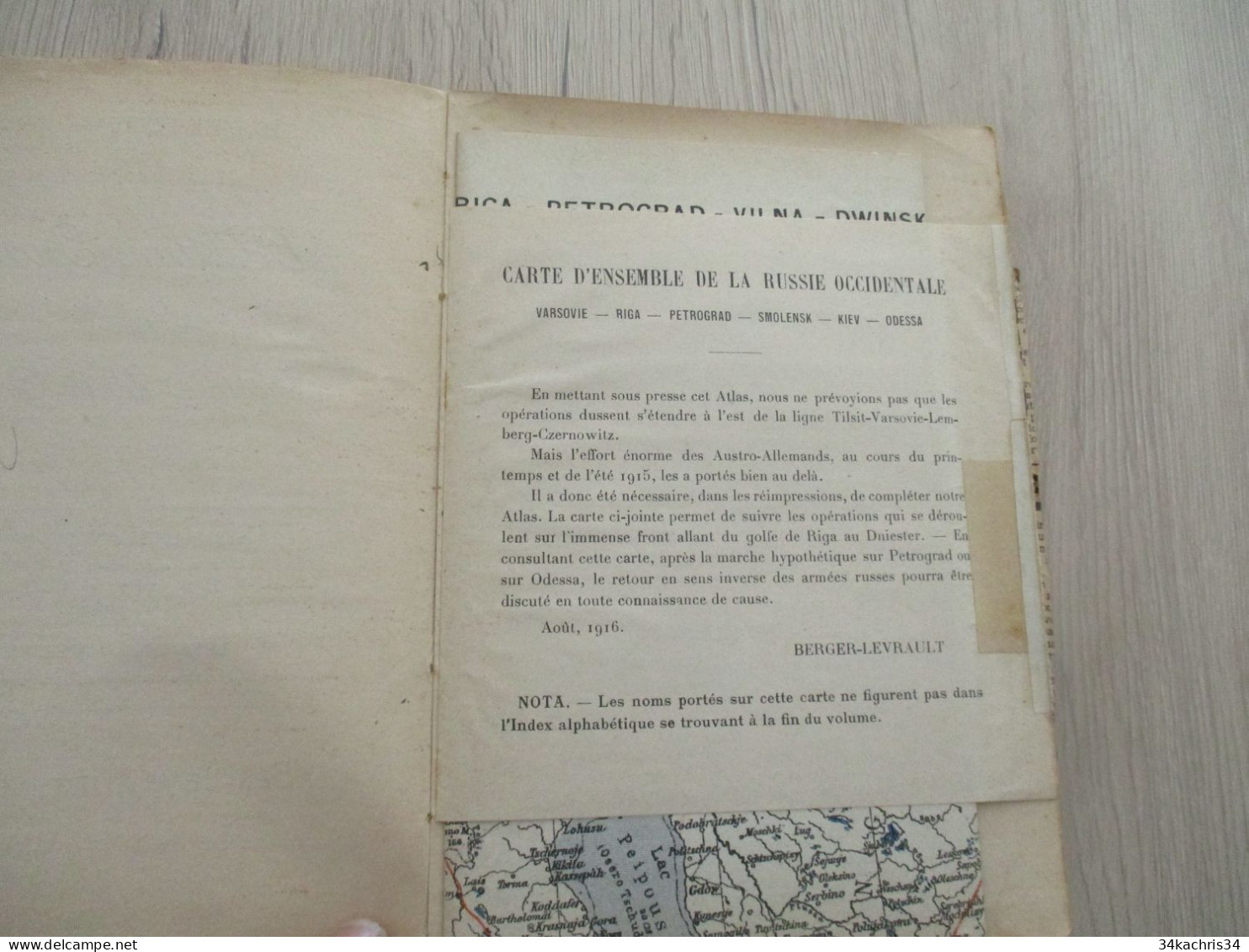 Atlas Index Avec Cartes Théâtres De La Guerre Partie 2 Prusse Pologne Galicie Hongrie Berger Levrault 1914/1915 En L'éta - 1914-18