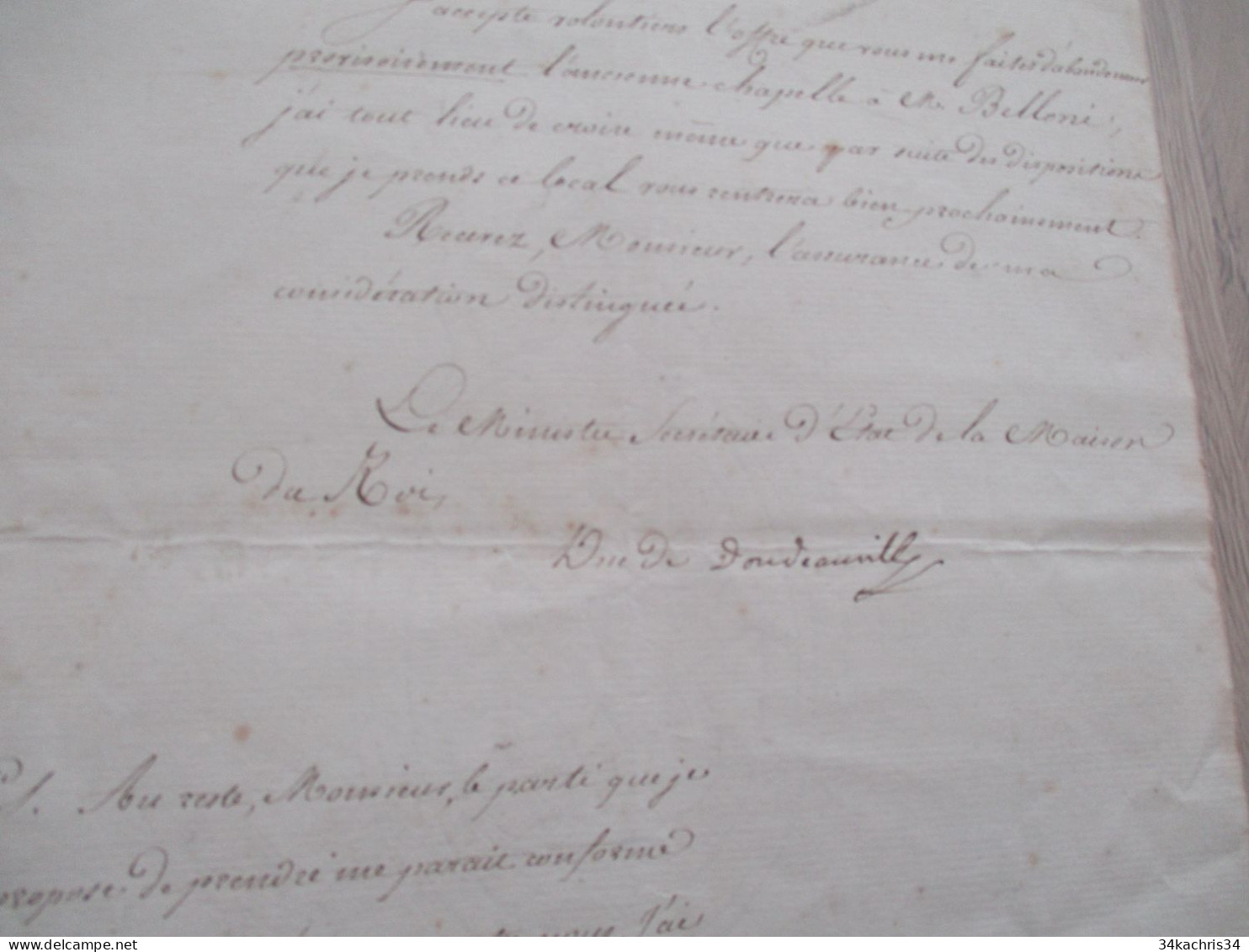 M45 LAS Autographe Signé DUC DE DOUDEAUVILLE 30/05/1826 BATIMENTS De La Savonnerie Et Locaux à Acquérir Cie Des Indes? - Politiek & Militair