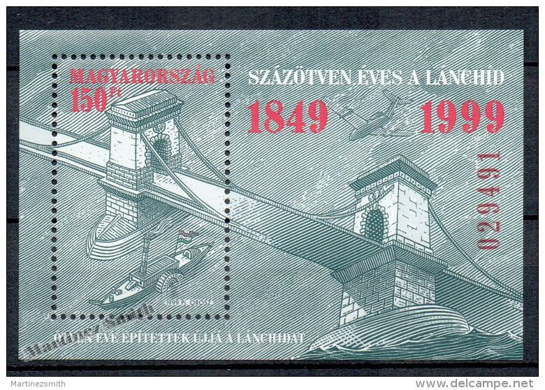 Hongrie - Hungary 1999 Yvert BF 253, 150th Anniv. Of Chain Bridge - MNH - Ongebruikt