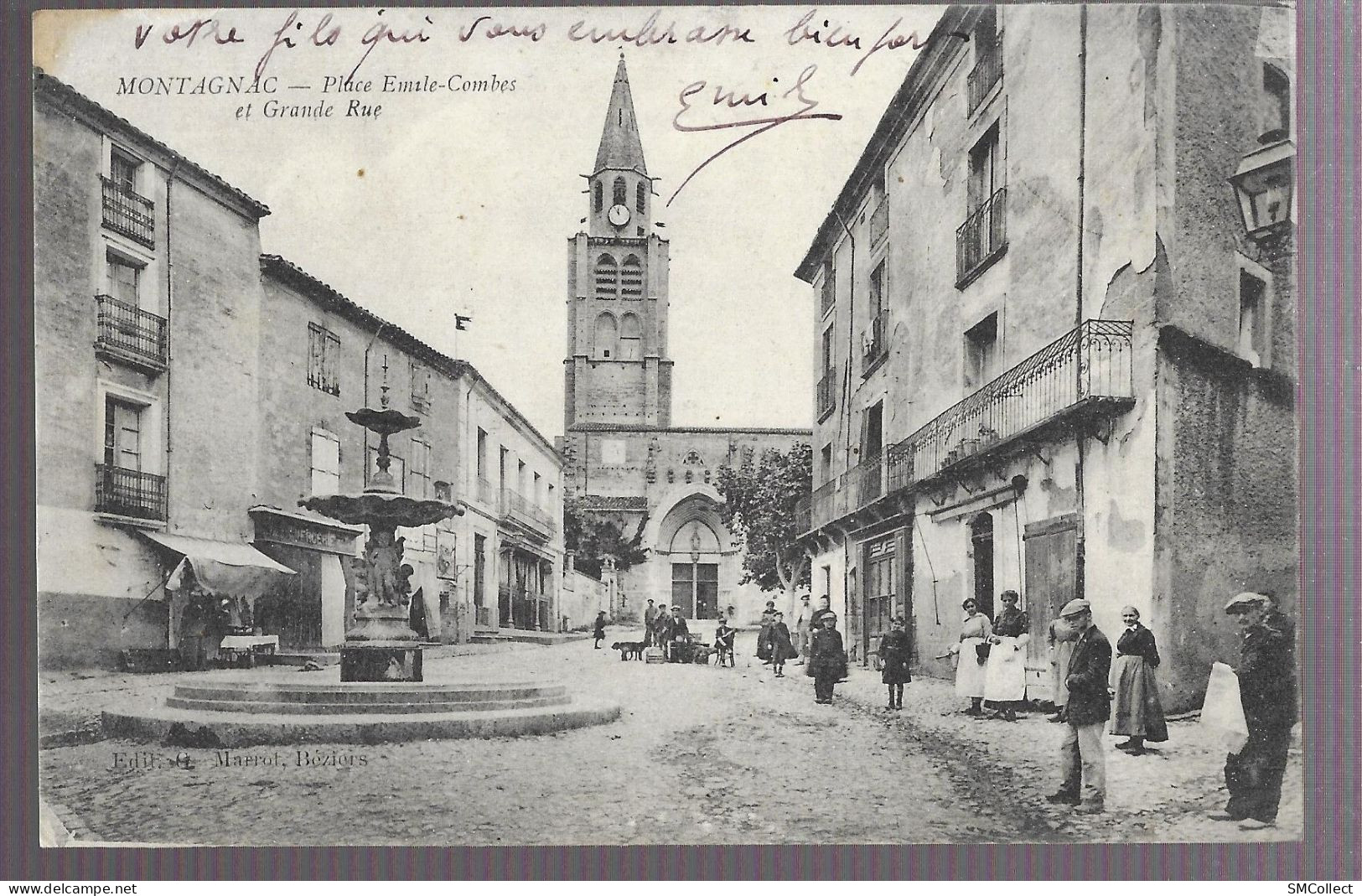 Montagnac, Place Emile Combes Et Grande Rue (9905) - Montagnac