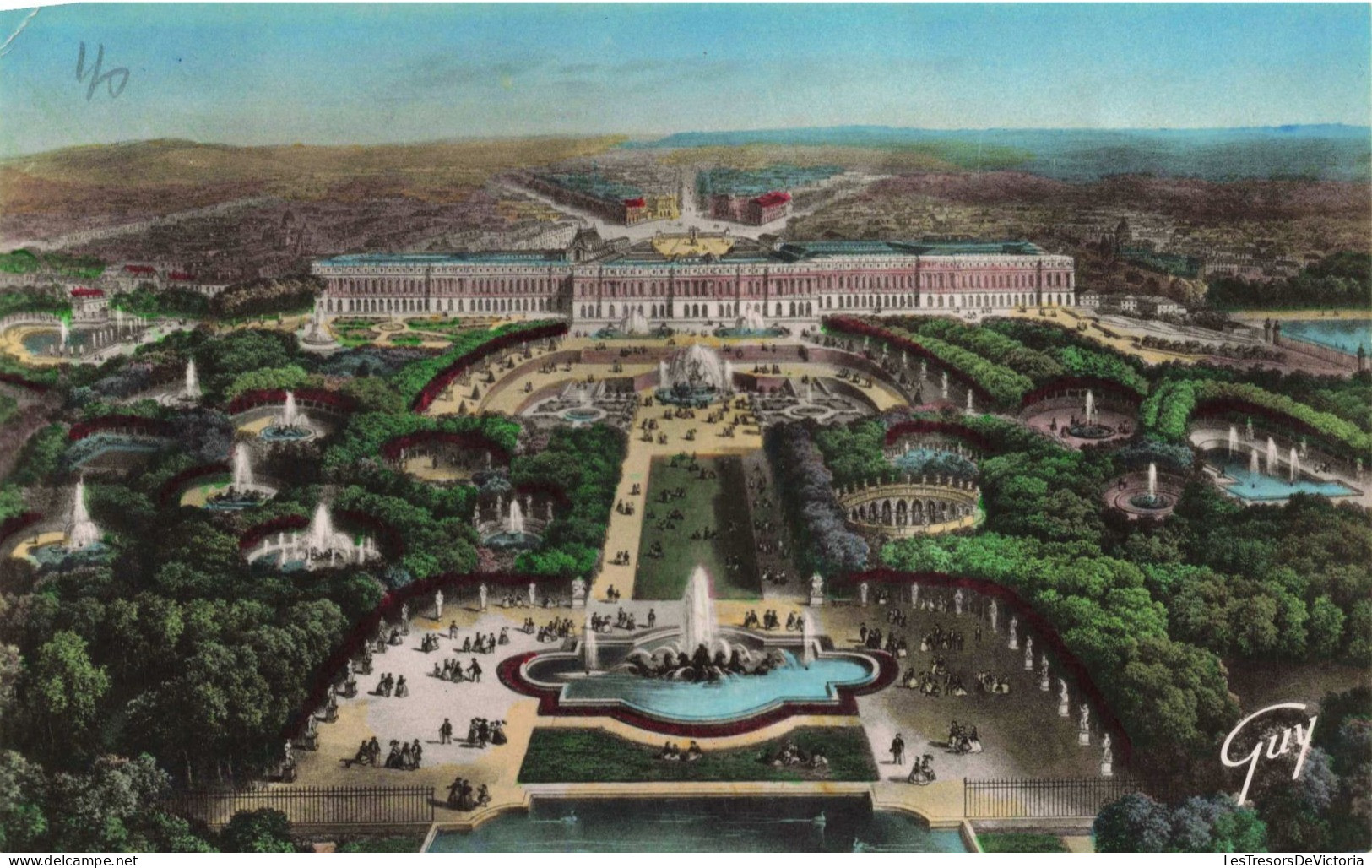 FRANCE - Versailles - Vue Générale Sur Le Parc Et Le Château - Colorisé - Carte Postale Ancienne - Versailles