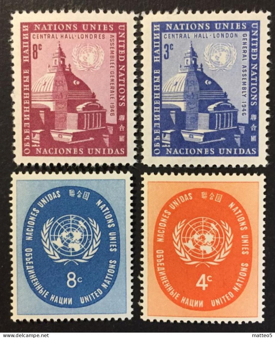 1958 - United Nations UNO UN ONU - UN Symbol And Assembly Buildings -  Unused - Nuevos