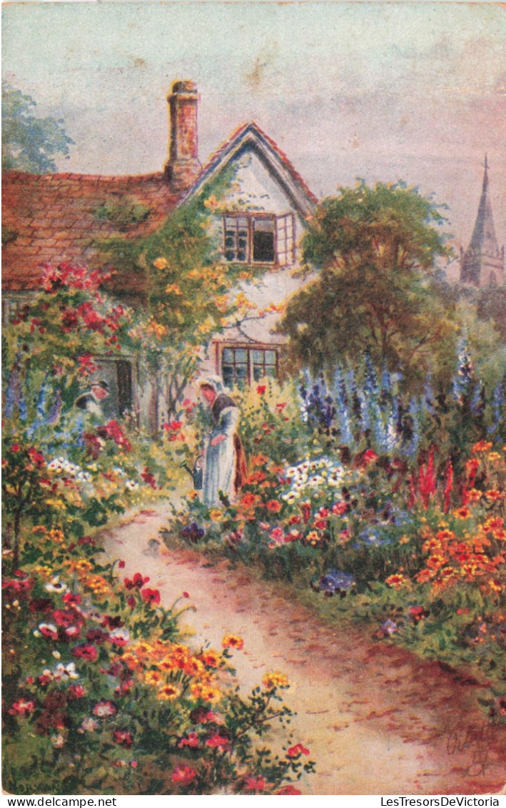 ILLUSTRATEUR NON SIGNE - Cottage - Fleurs - Carte Postale Ancienne - Voor 1900