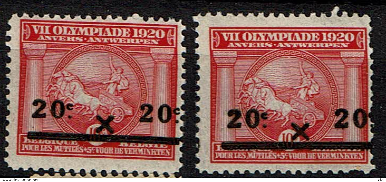 185 X 2  **  LV 2  Surcharge Déplacée - 1901-1930