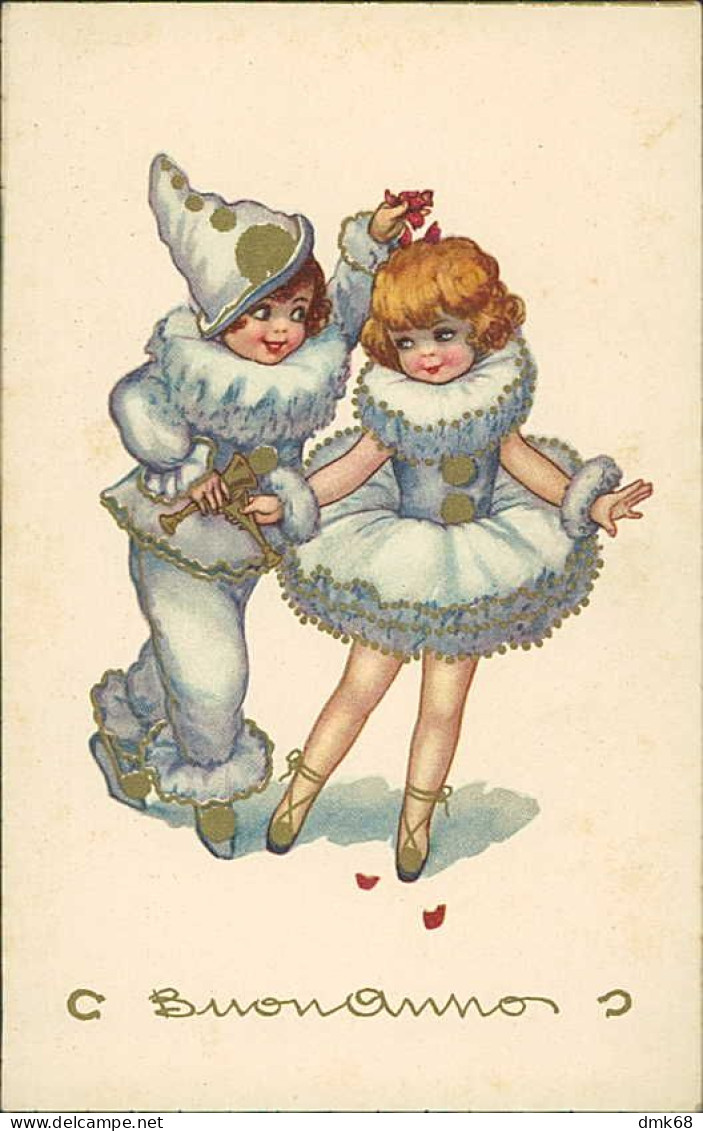 CASTELLI  SIGNED 1920s  POSTCARD - PIERROT & COLOMBINE - EDIT DEGAMI 3020  (4843) - Castelli