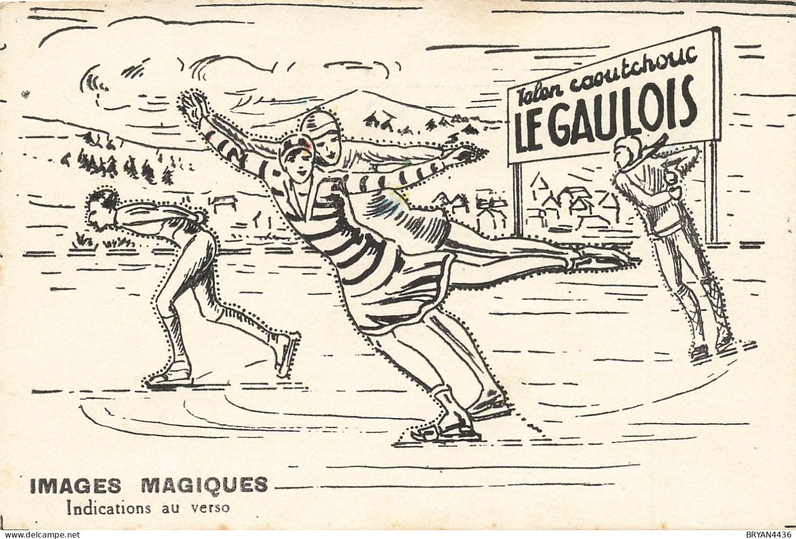 PATINAGE ARTISTIQUE - CARTE COMMERCIALE ANCIENNE (9x14cm) - Ets. BERGOUGNAN CLERMONT-FERRAND - TRES BON ETAT - Pattinaggio Artistico