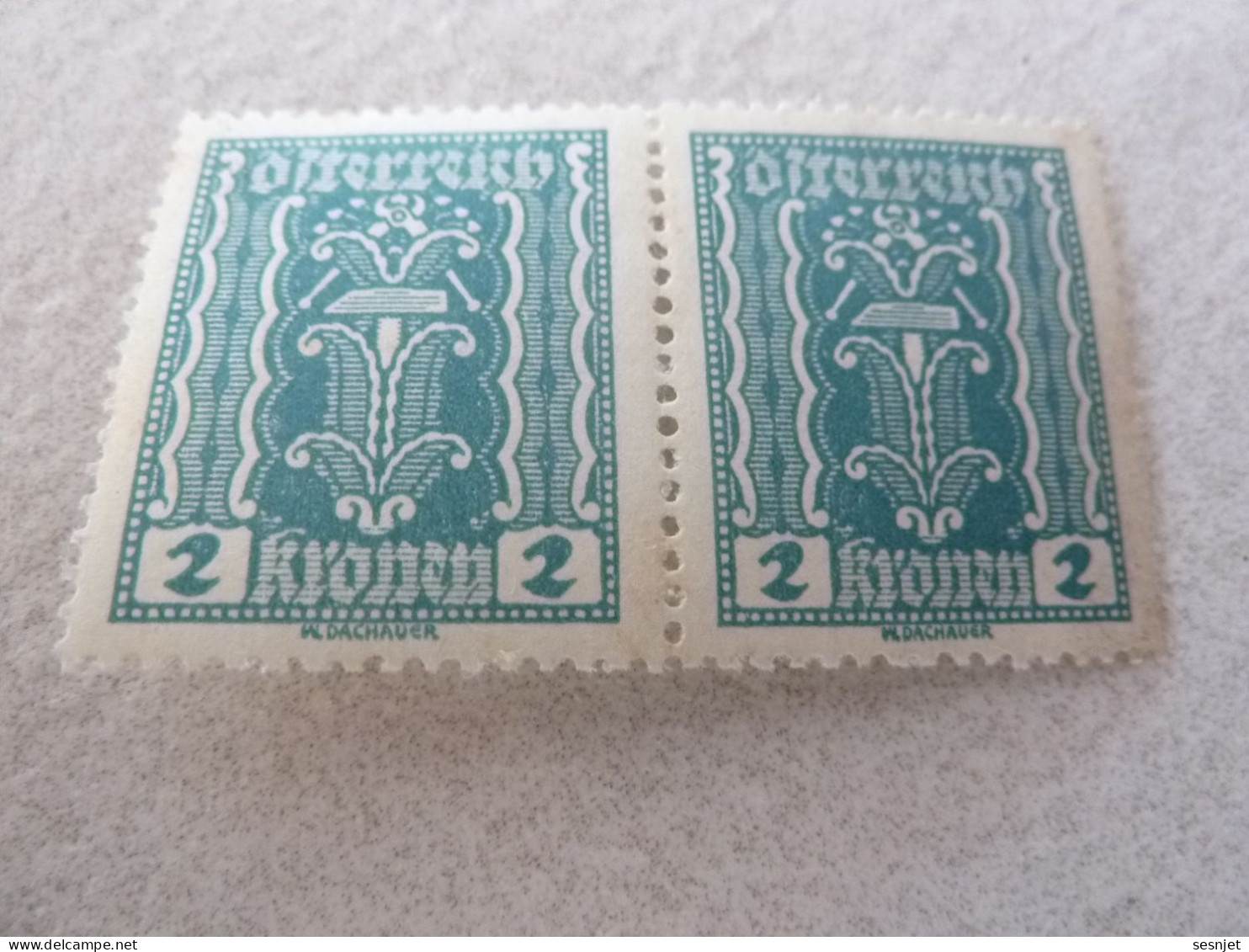 Osterreich - Symbole - Val 2 Kronen - Bleu-vert - Double Neufs - Année 1918 - - Revenue Stamps
