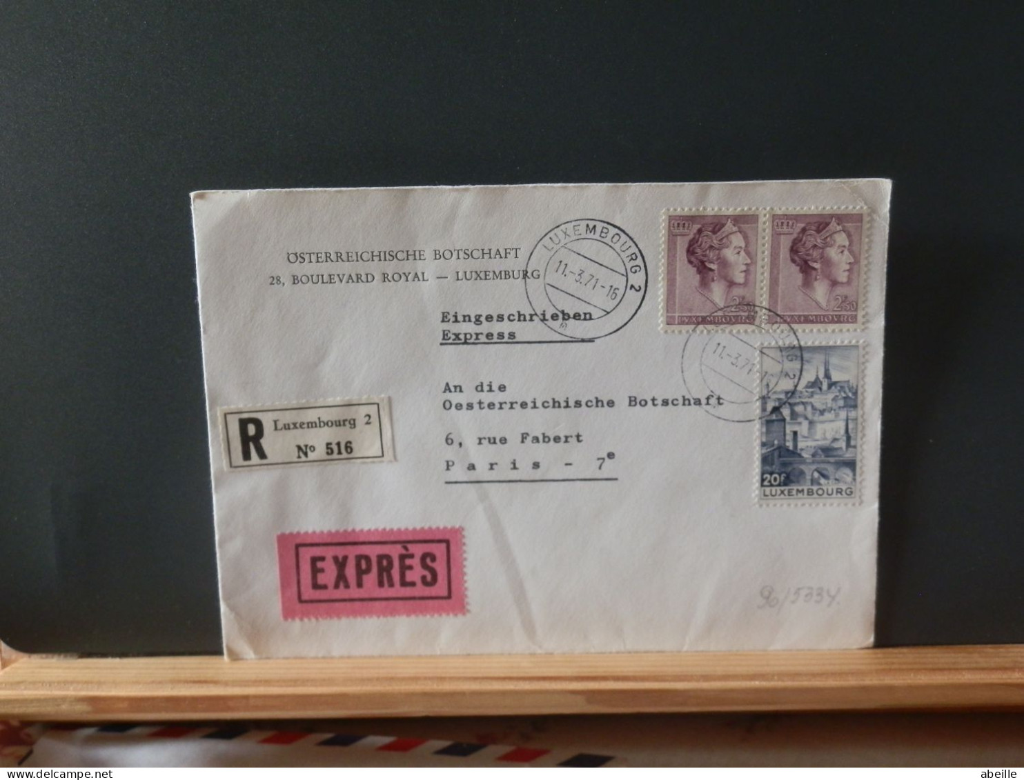 90/533 LETTRE EXPRES   LUX  1971 POUR PARIS - Briefe U. Dokumente