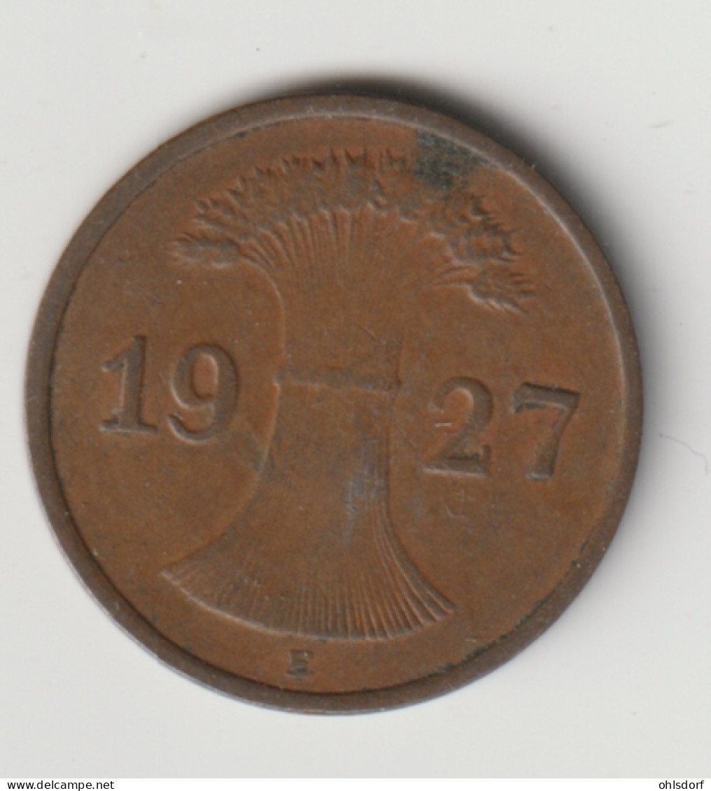 DEUTSCHES REICH 1927 E: 1 Reichspfennig, KM 37 - 1 Rentenpfennig & 1 Reichspfennig