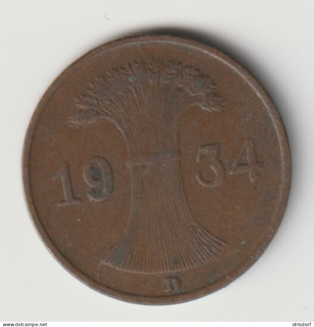 DEUTSCHES REICH 1931 D: 1 Reichspfennig, KM 37 - 1 Rentenpfennig & 1 Reichspfennig