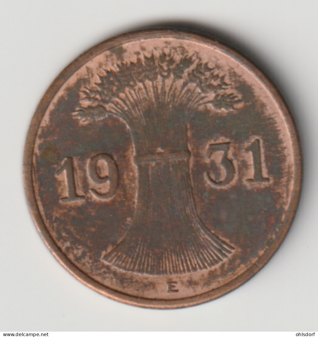 DEUTSCHES REICH 1931 E: 1 Reichspfennig, KM 37 - 1 Renten- & 1 Reichspfennig