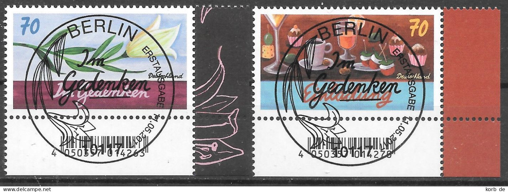 Bund 2017 / MiNr.   3305 - 3306  Rechte Untere Ecken, Zentrische ESST Berlin Zentrum  O / Used   (x939) - Gebraucht