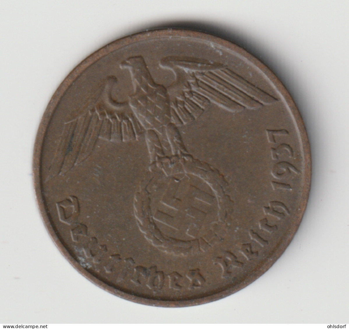 DEUTSCHES REICH 1937 A: 2 Reichspfennig, KM 90 - 2 Reichspfennig