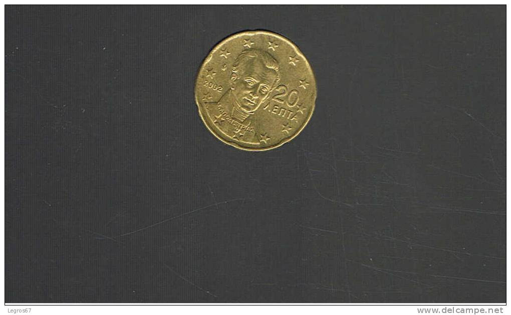 PIECE DE 20 CT D'EURO GRECE 2002 - ATELIER E - Greece