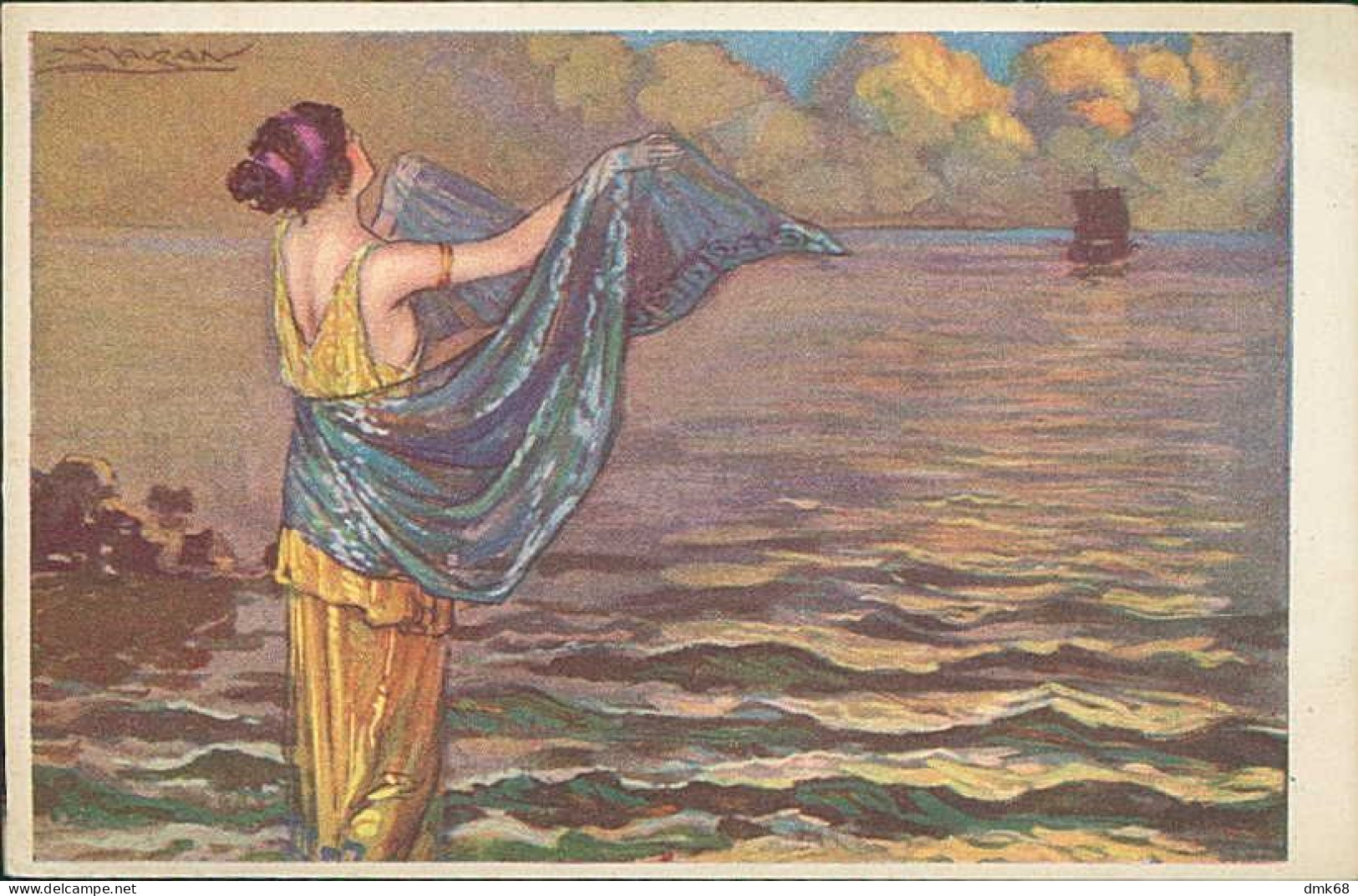 MAUZAN SIGNED 1910s  POSTCARD - WOMAN & SEA - EDIT DELL'ANNA & GASPARINI - N. 374M (4849) - Mauzan, L.A.