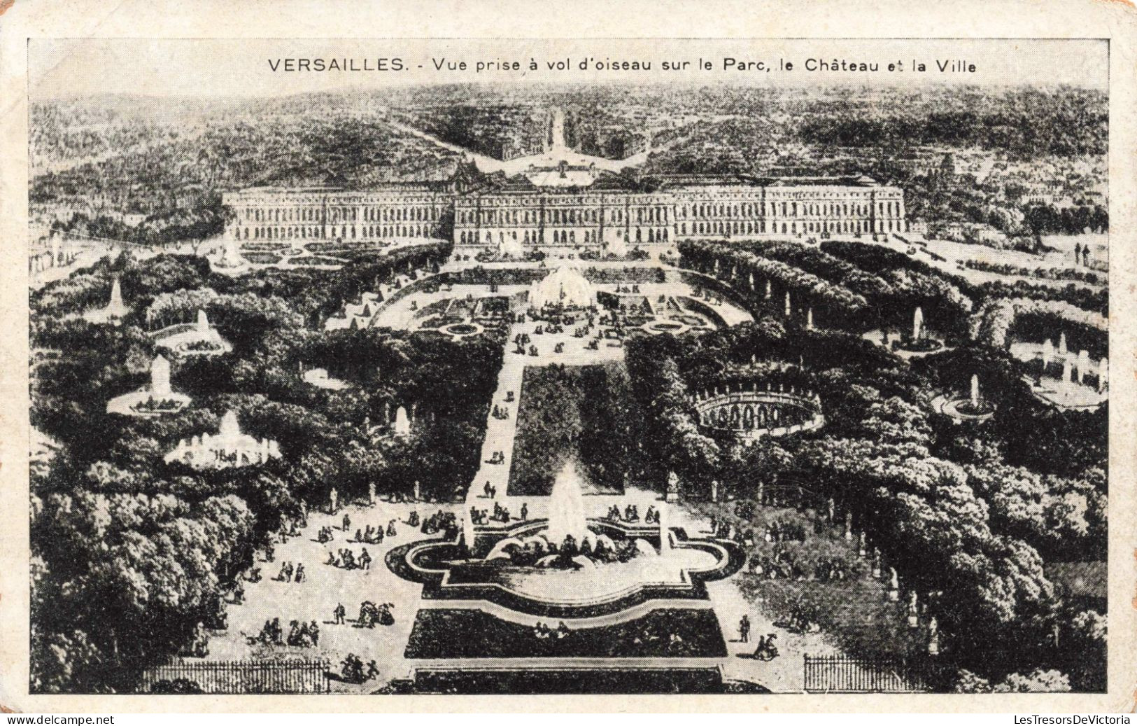 FRANCE - Versailles - Vue Prise à Vol D'oiseau Sur Le Parc - Le Château Et La Ville - Animé  - Carte Postale Ancienne - Versailles (Château)