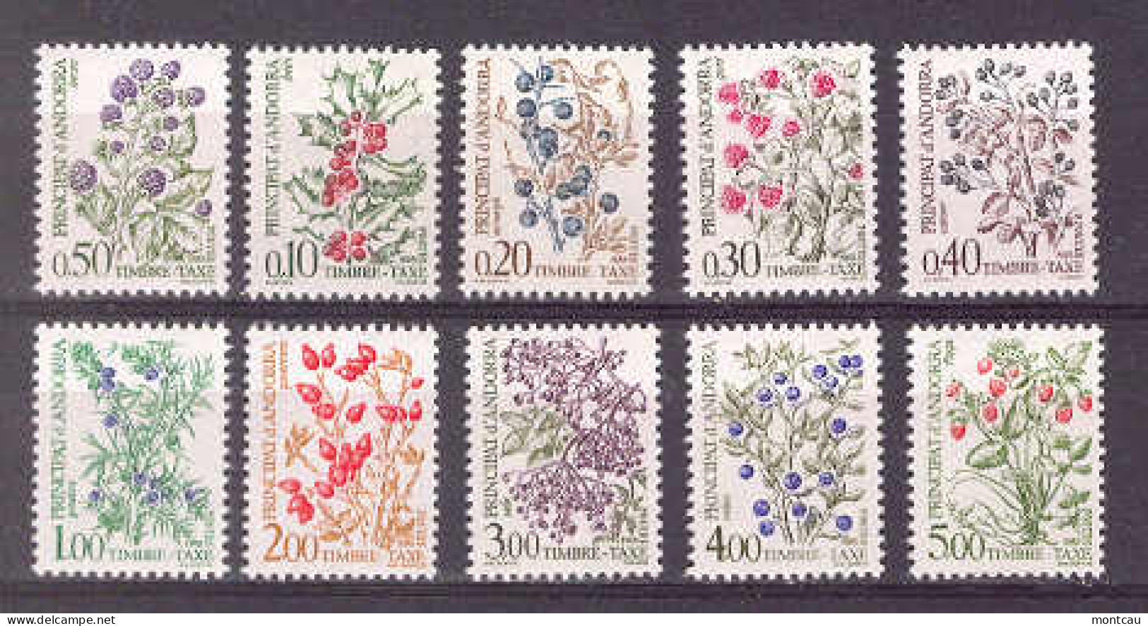 Andorra -Franc 1985 - Flora Tasas 53-62 - Unused Stamps