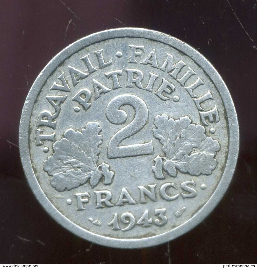 FRANCE 2  Francs BAZOR 1943 B  ( 690 ) E - 2 Francs