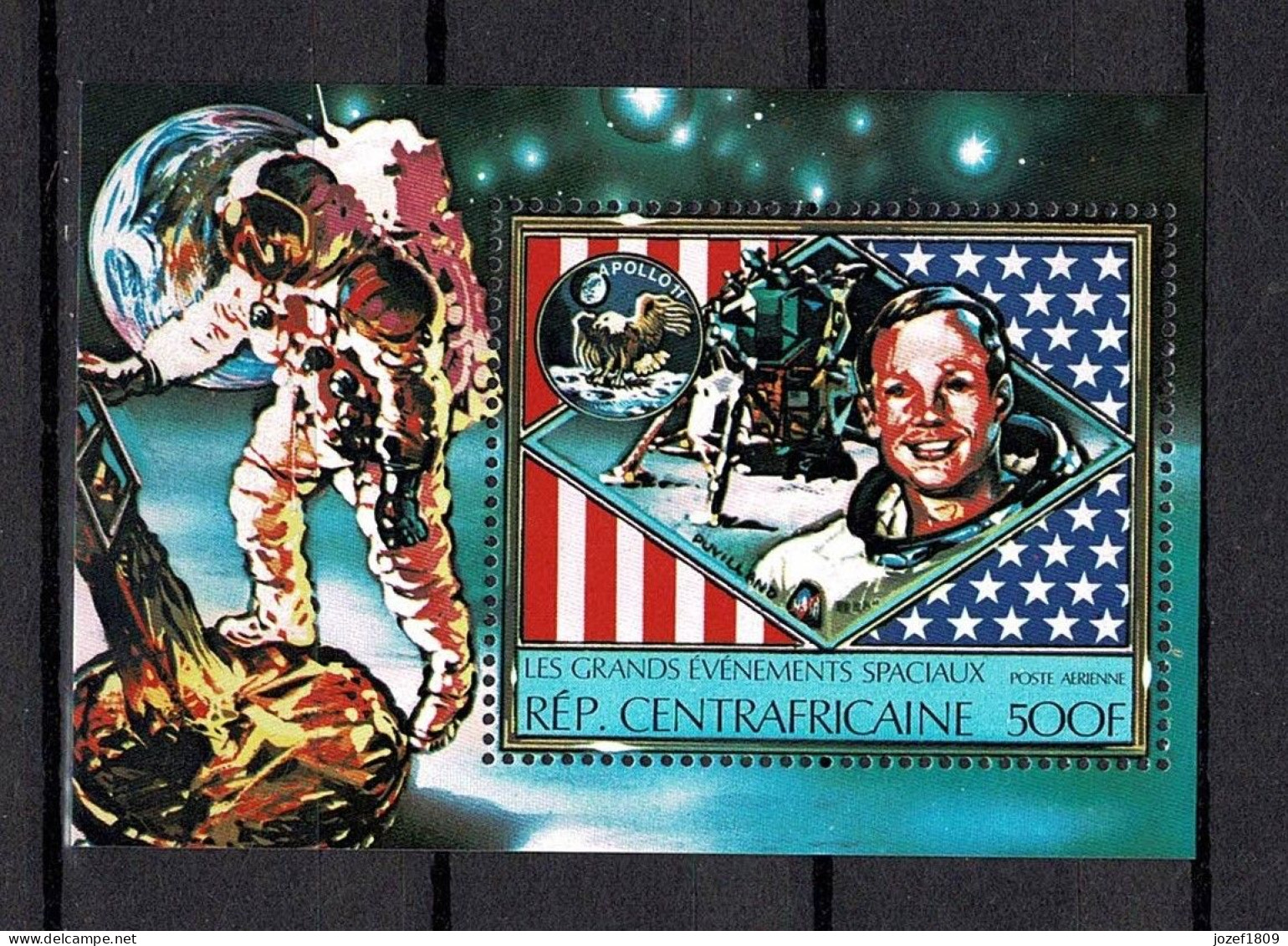 Central African Republic Space 1980 10th Anniversary Of Apollo 11. The Great Space Events Since Apollo 11. - Centrafricaine (République)