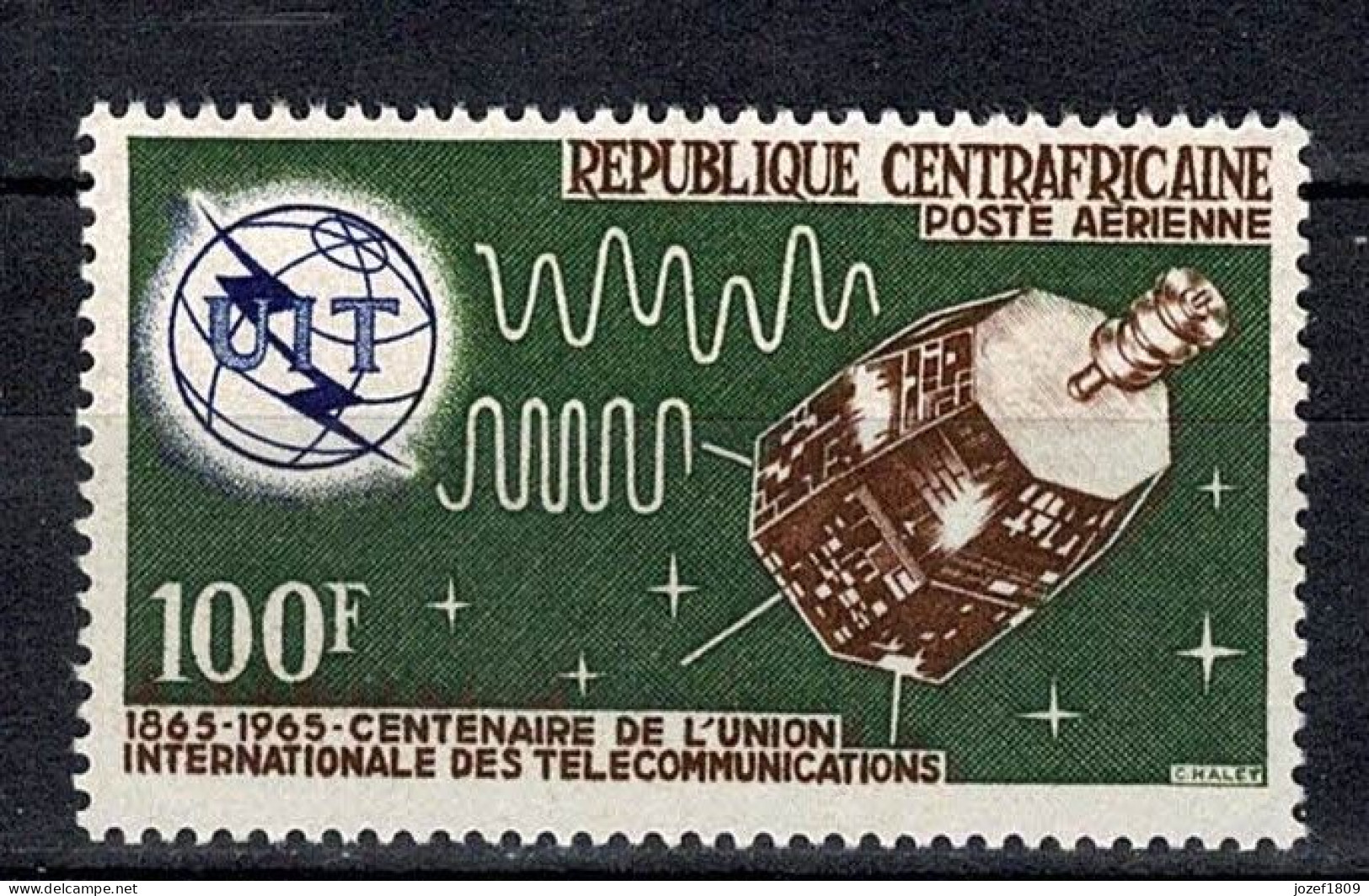 Central African Republic Space 1965 100th Anniversary Of International Telecommunications Union. Relay Satellite. - Centrafricaine (République)