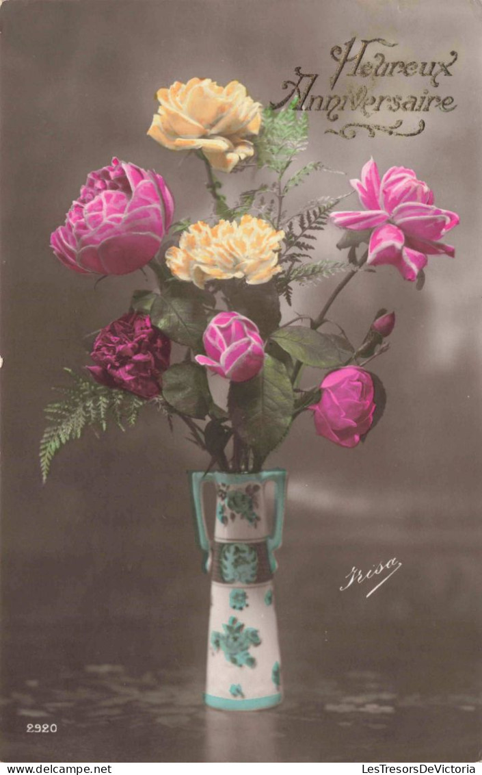 FÊTES ET VOEUX - Anniversaire - Des Fleurs Dans Une Vase - Colorisé - Carte Postale Ancienne - Compleanni